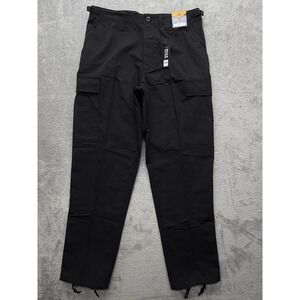 Ryno Gear Pants Mens Medium Measured 35x31 Black Cargo Relaxed Fit Ripstop BDU